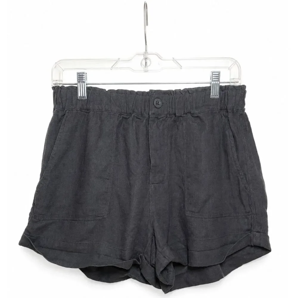 NWT BLANKNYC Gray Linen Blend Paperbag Waist Shorts Women's Small Casual Summer